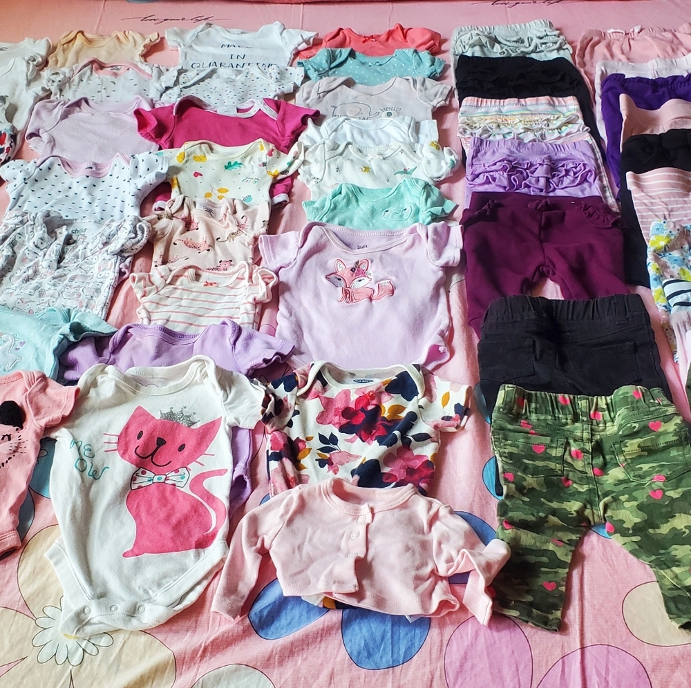 0 to 3 months baby girl clothes 50pcs